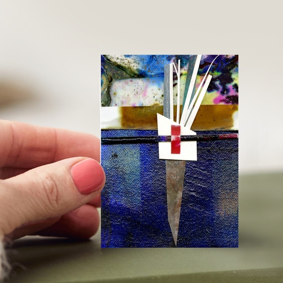 Original ACEO - Miniature Abstract Collage Art - Painting - Abstract Collage 3 - Picture 5 of 6